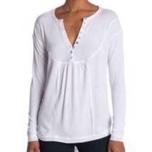 Sweet Romeo Optic White Waffle Knit Thermal Henley- NWT